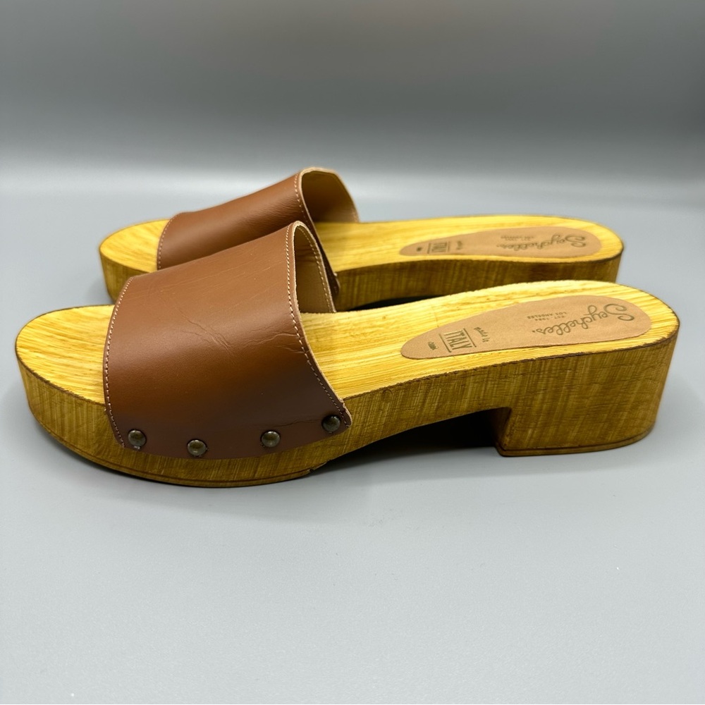 Seychelles Leather Slides Clog Sandals Women’s Size 9 Brown Made In Italy